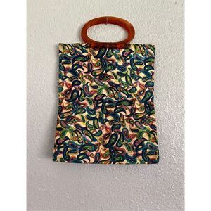Paisley Purse Handbag Tote  2 sizes in one Acrylic Lucite handle